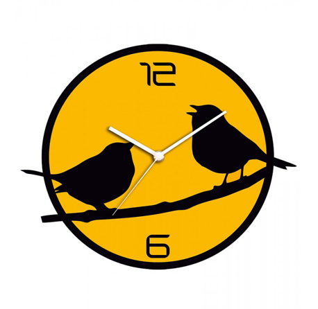 Two Birds On Tree Acrylic Wall Clock
