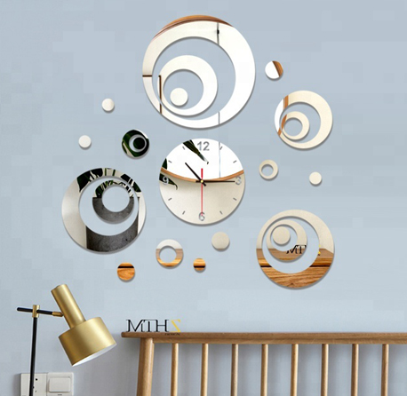 newest high quality circular wall clock modern big 3d diy acrylic mirror quartz sticker clocks decorative mirror wall clocks