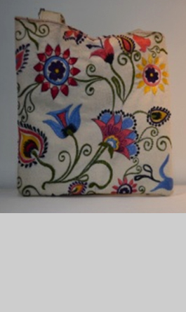 WHITE CANVAS BAG MULTI COLOR EMBROIDERY