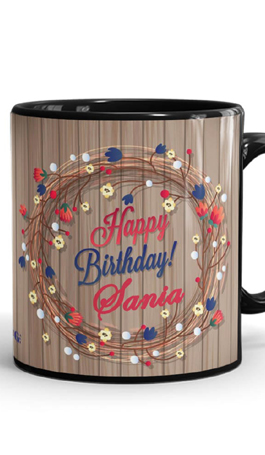 Wooden theme Name Birthday Mug